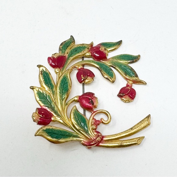 Vintage Enamel Flower Boutique Brooch Pin - Picture 2 of 9